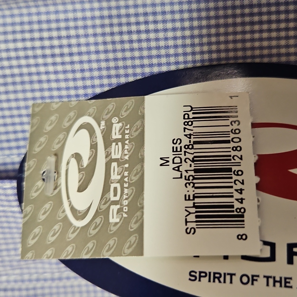 NWT-Roper Womens MEDIUM Light Blue Short Sleeve Shirt - Picture 6 of 13